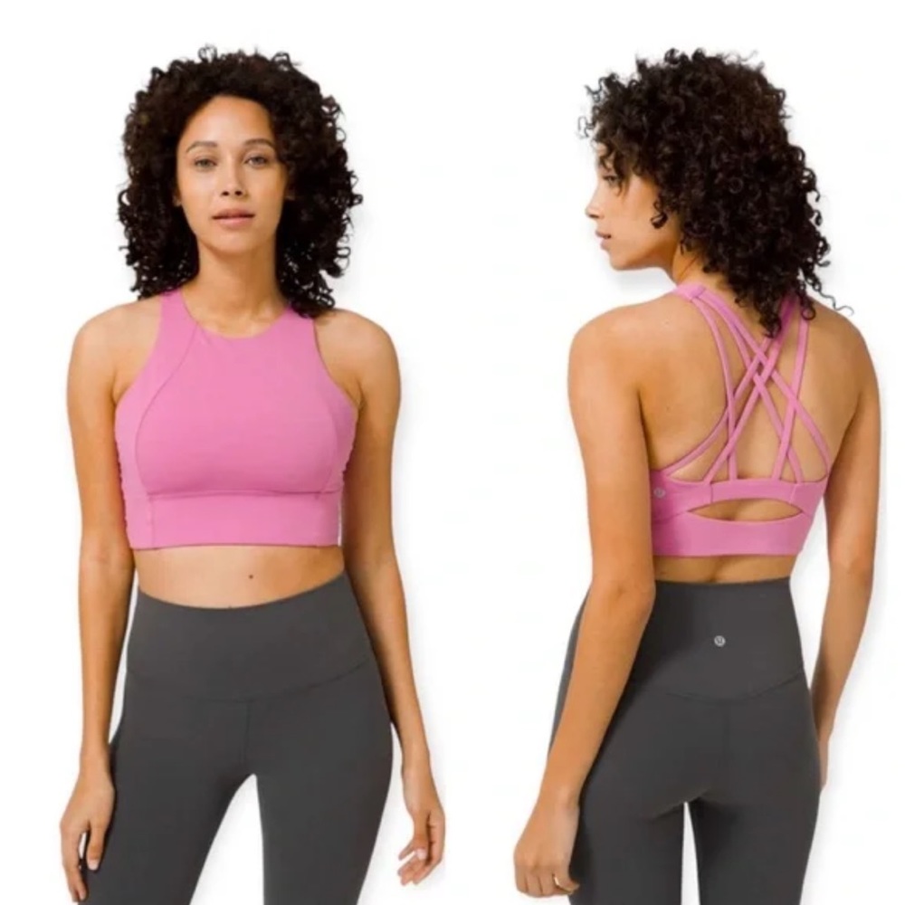 Lululemon Free to be Serene Pink/Purple High Neck Sports Bra - Size 4 (C/D cup)